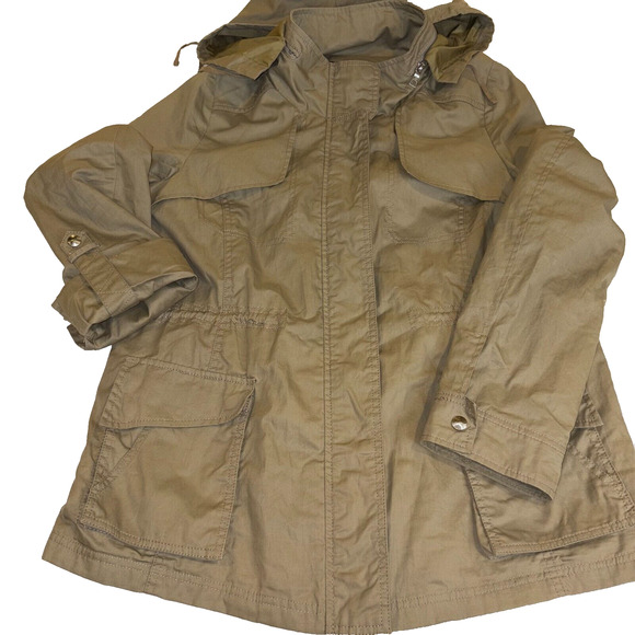Sam Edelman Womans Utility Jacket Size L, Gorpcore Khaki Y2K Essential outdoor - Picture 1 of 11
